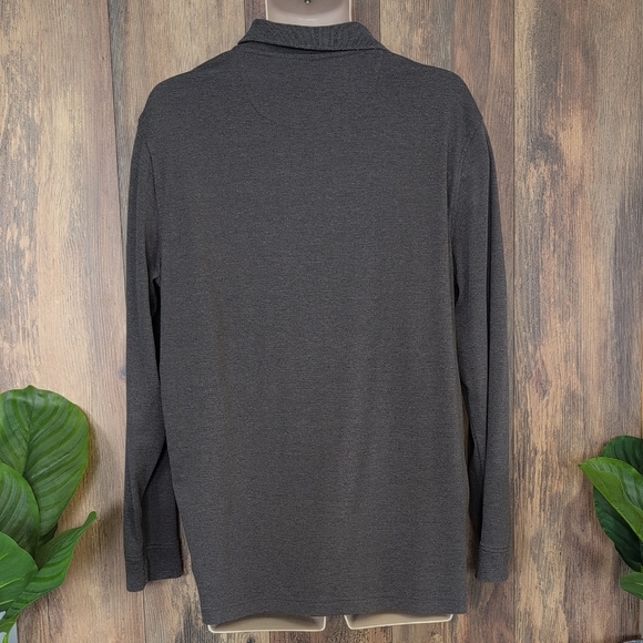 Croft & Barrow Extra Soft Gray Long Sleeve Polo Shirt L          P335 - Picture 4 of 6